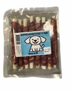 buffelhuid sticks met beef 11-12 cm 8 stuks