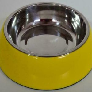 Hondendrink- / voerbak klein (16cm)-Geel